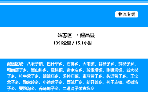 姑苏区到建昌县物流专线