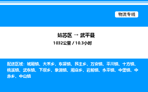 姑苏区到武平县物流专线