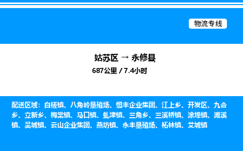 姑苏区到永修县物流专线