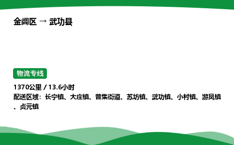 金阊区到武功县物流专线_金阊区物流到武功县_金阊区至武功县物流公司